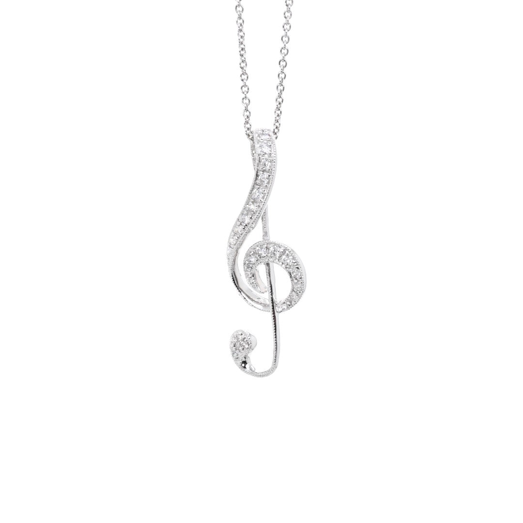 "ELAINE" - Diamond Musical Note Pendant