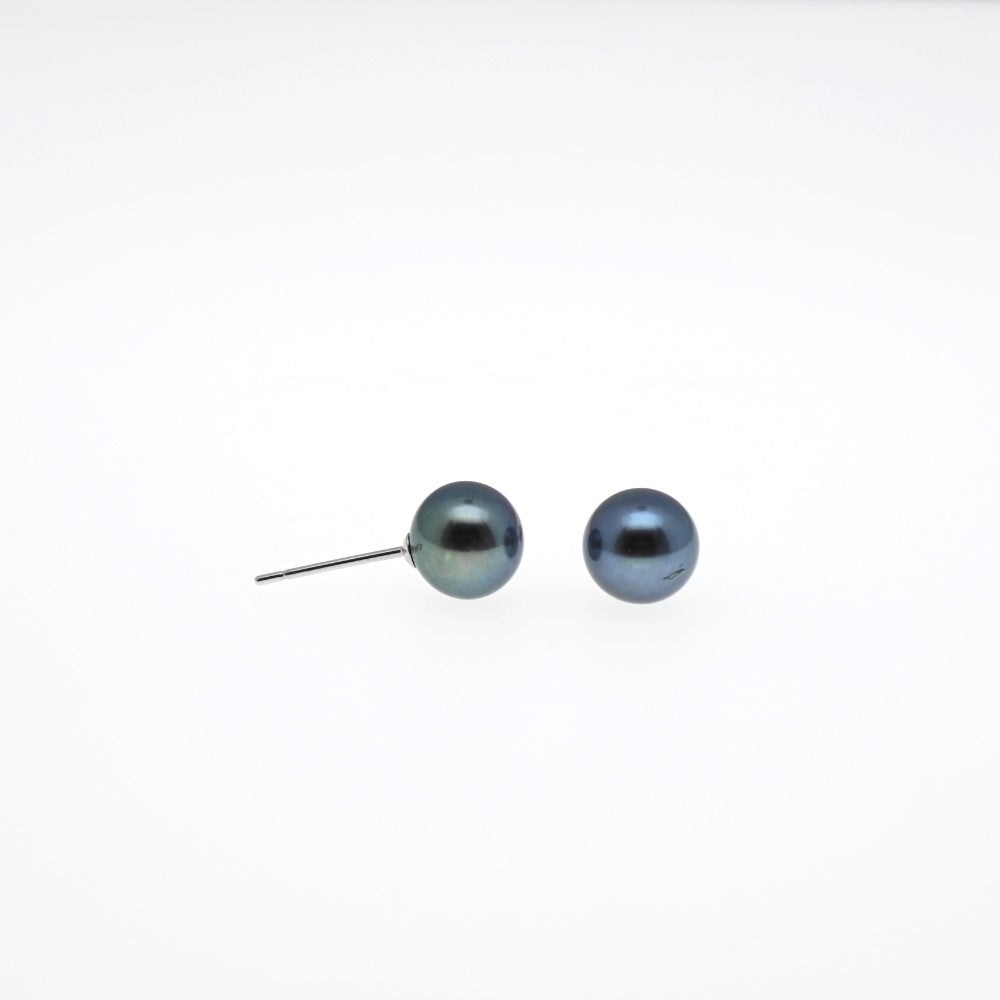 "OCEANE" - Blue-grey Pearl Earrings