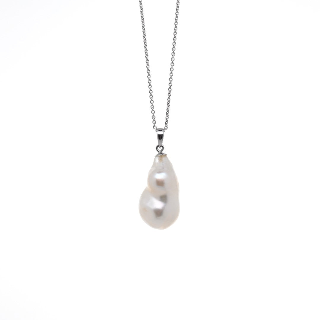 "SALLY" - White Baroque Pearl Pendant