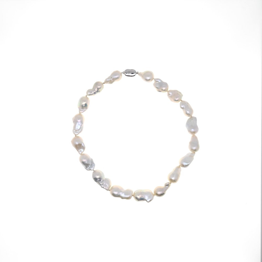 "GILLIAN" - White Baroque Pearl Necklace