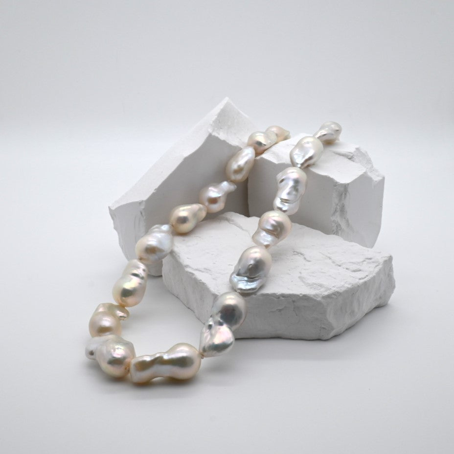 "GILLIAN" - White Baroque Pearl Necklace