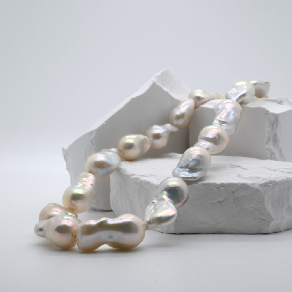 "GILLIAN" - White Baroque Pearl Necklace